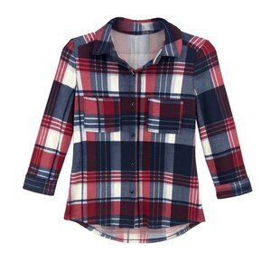 Polly & Esther Womens Small Plaid Button-Up Shirt Flannel country western